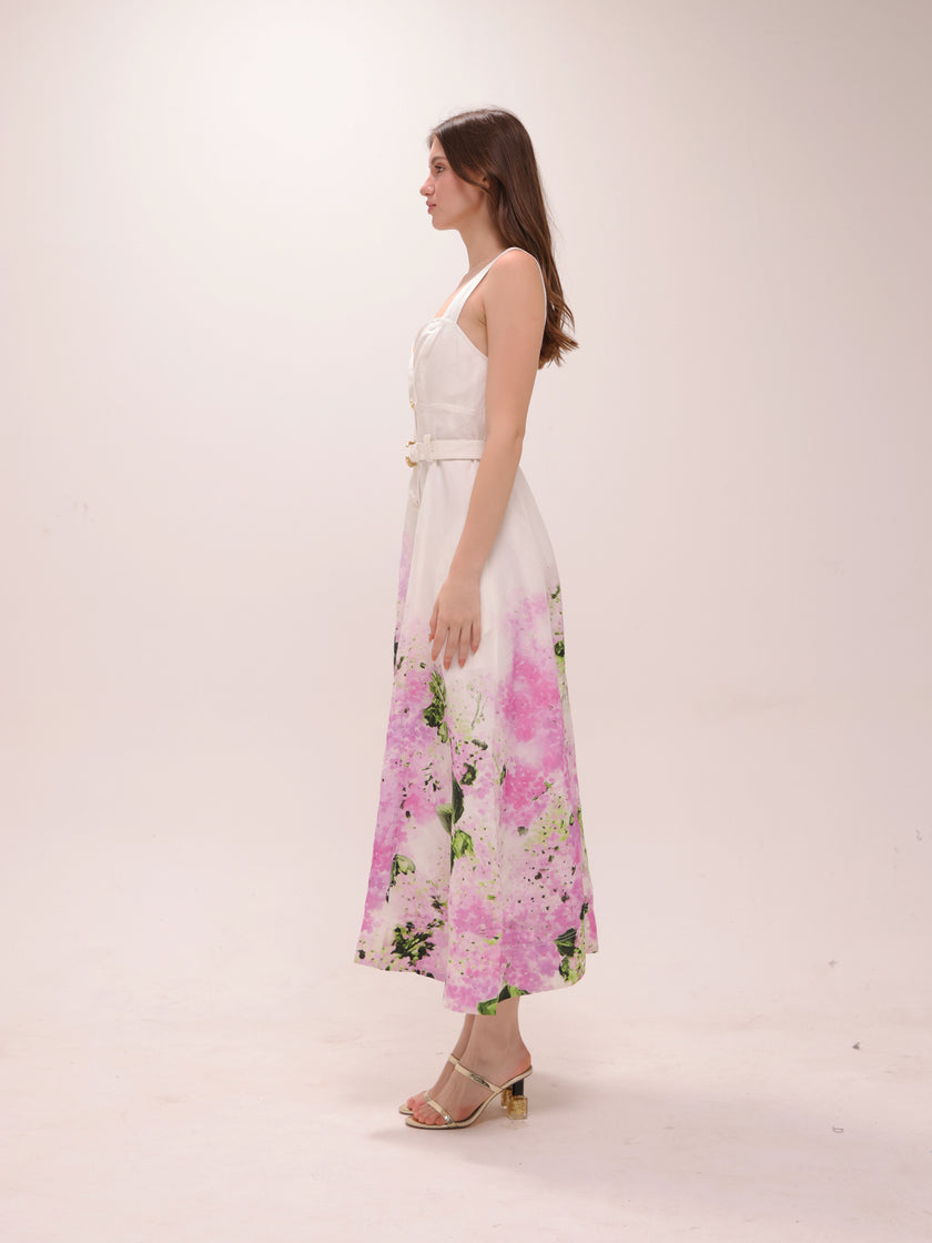 Eartha Midi Dress in Pink Hydrangea