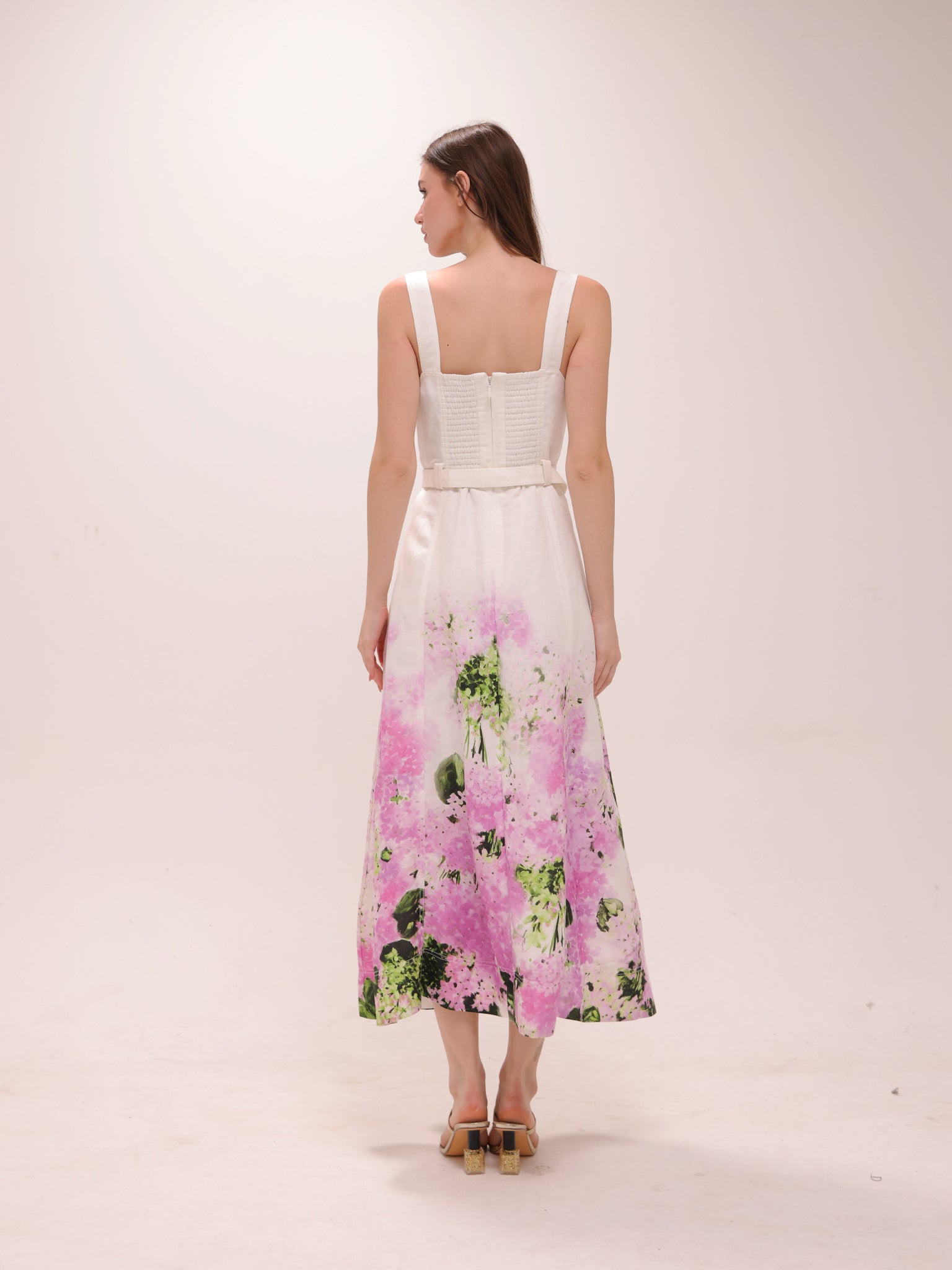Eartha Midi Dress in Pink Hydrangea