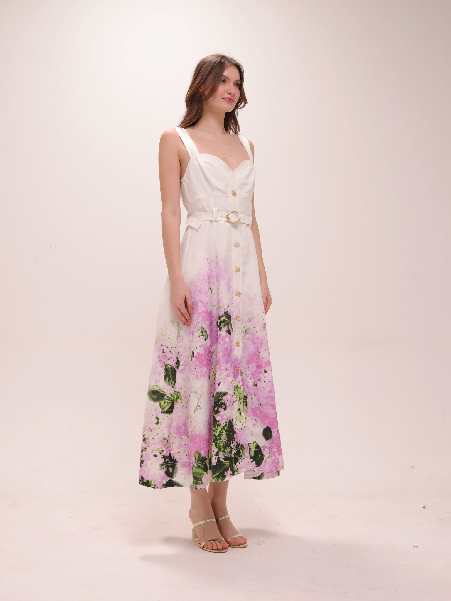 Eartha Midi Dress in Pink Hydrangea