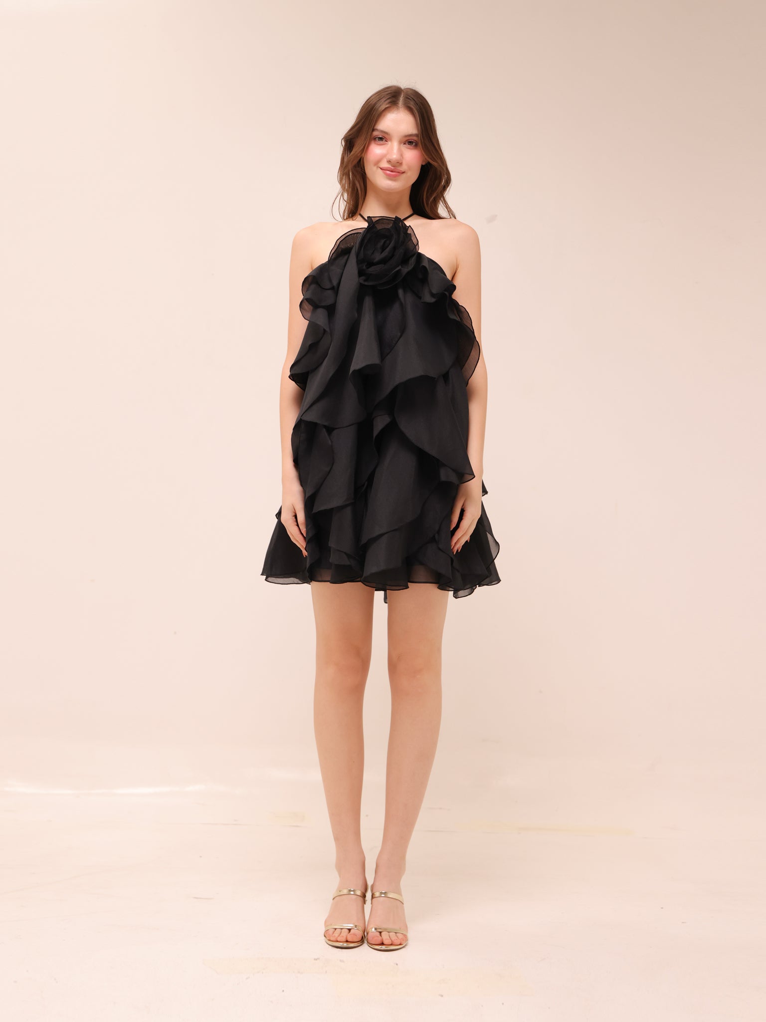 Pandorea Layered Mini Dress in Black