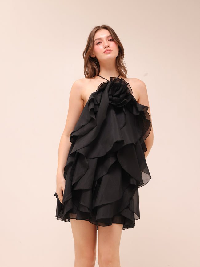 Pandorea Layered Mini Dress in Black