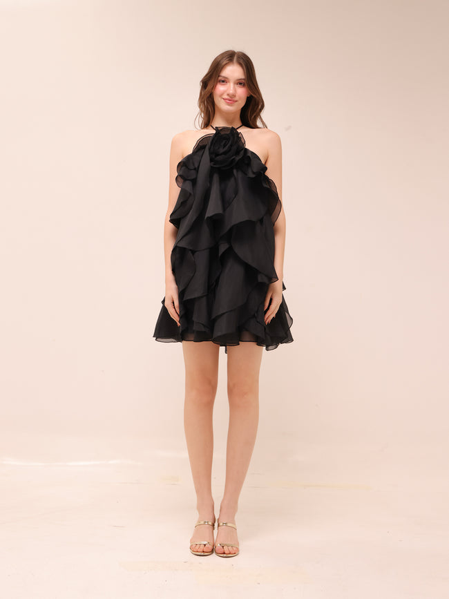 Pandorea Layered Mini Dress in Black