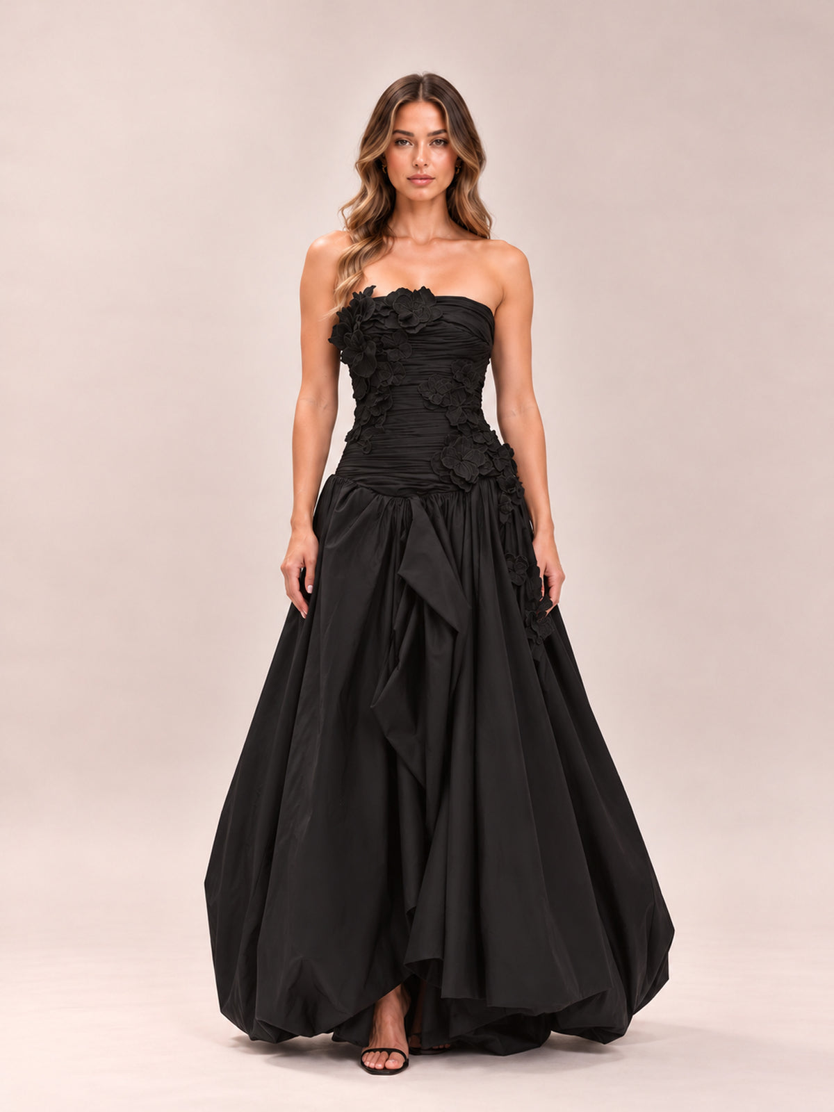 Splendour Flower Gown in Black