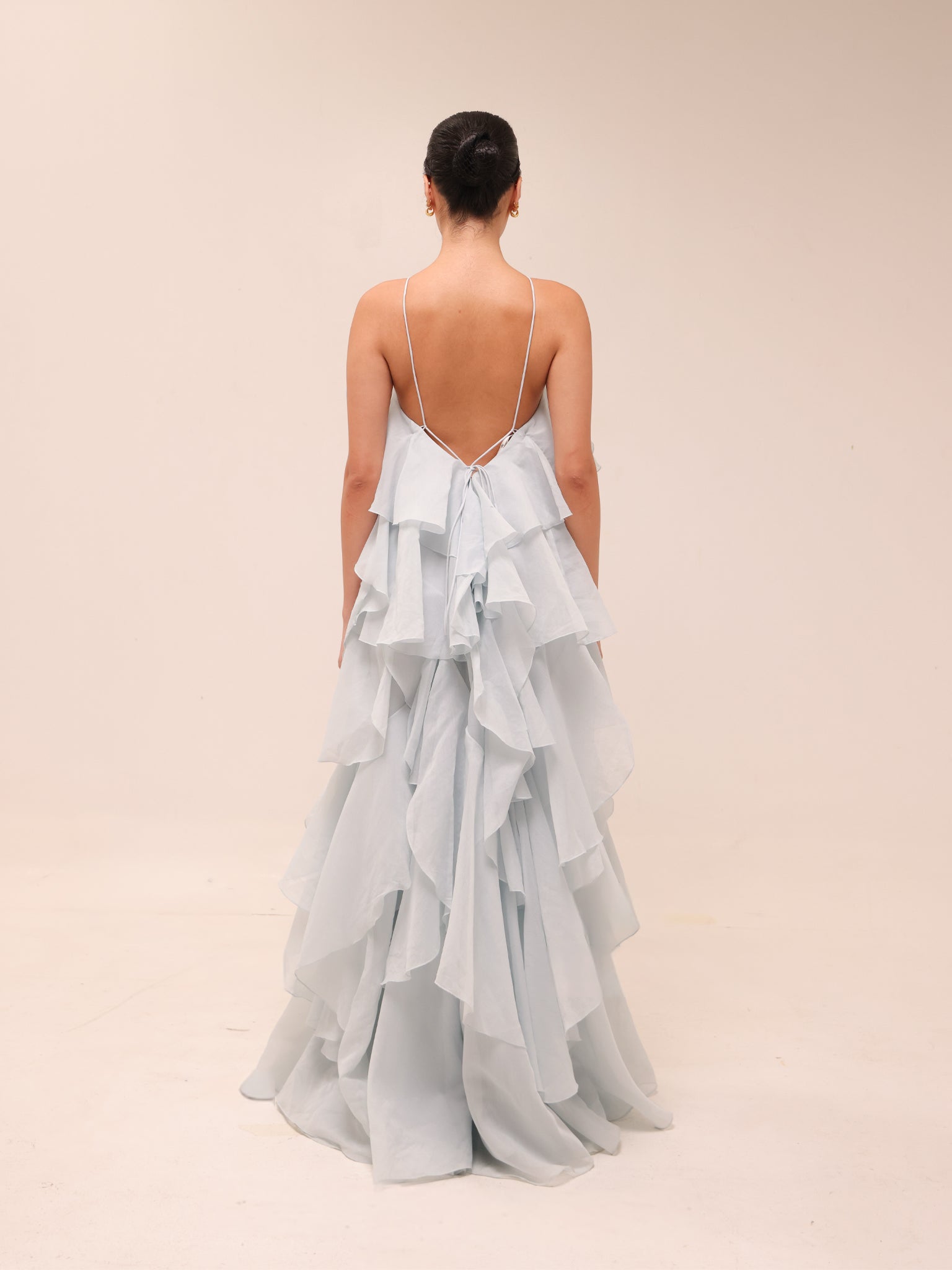 Pandorea Layered Maxi Dress in Silver Blue