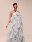 Pandorea Layered Maxi Dress in Silver Blue