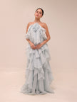 Pandorea Layered Maxi Dress in Silver Blue