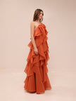 Pandorea Layered Maxi Dress in Coral Clay