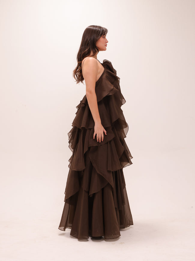 Pandorea Layered Maxi Dress in Carob