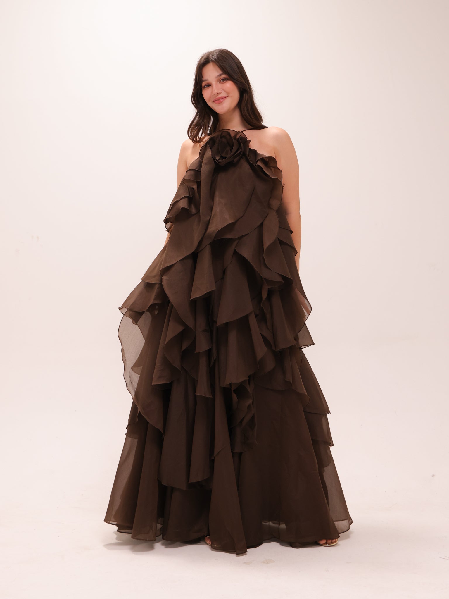 Pandorea Layered Maxi Dress in Carob