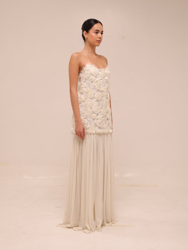 Natalina Floral White Maxi Dress