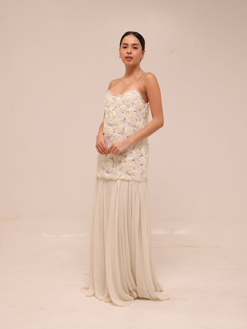 Natalina Floral White Maxi Dress