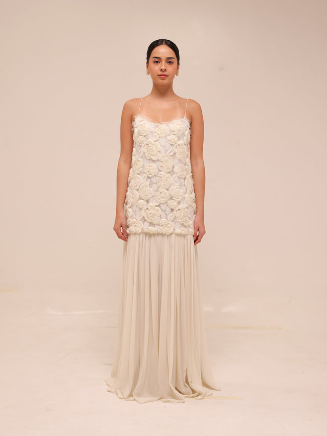Natalina Floral White Maxi Dress