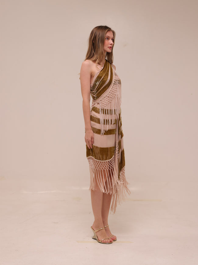 One Shoulder Tassel Dress