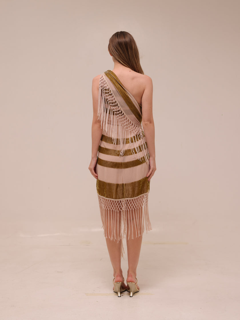 One Shoulder Tassel Dress