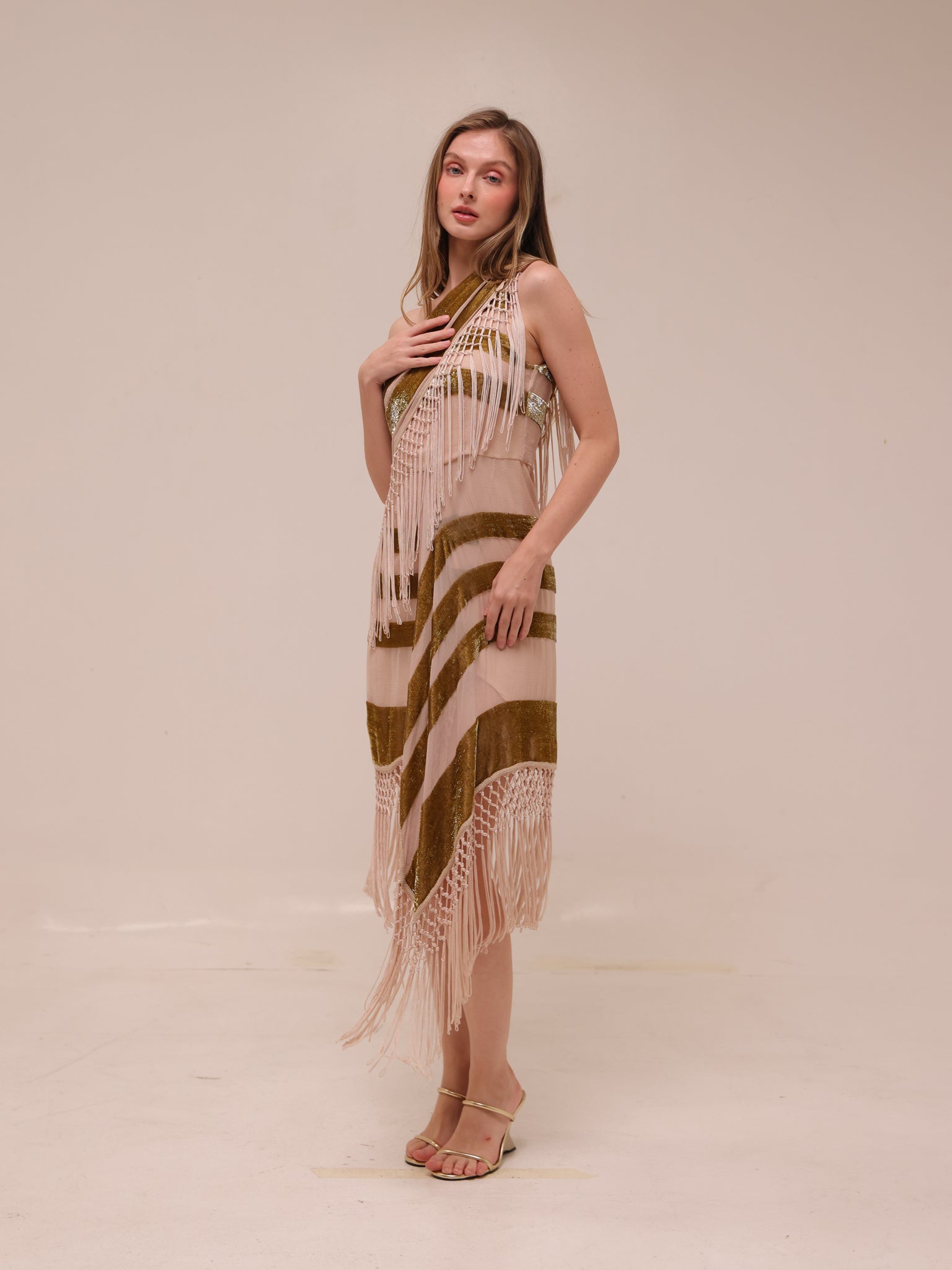 One Shoulder Tassel Dress