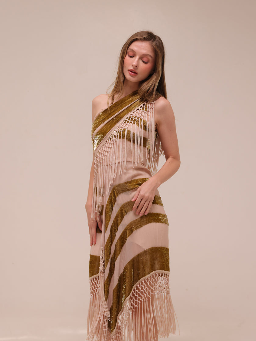 One Shoulder Tassel Dress