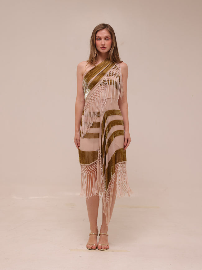 One Shoulder Tassel Dress