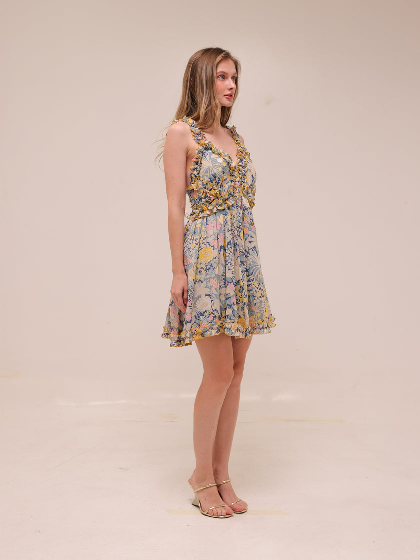 Gardenia Floral Print Mini Dress