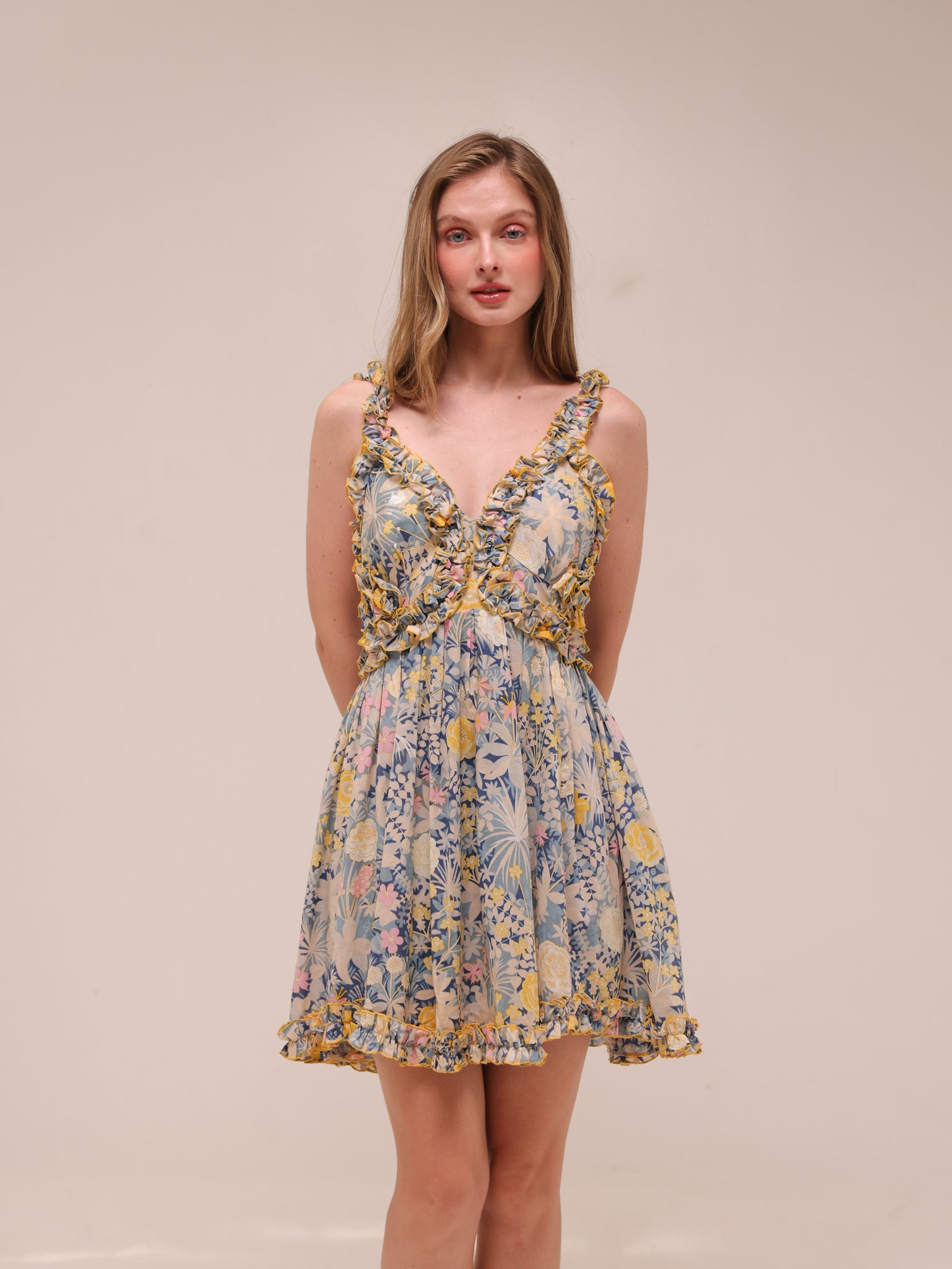 Gardenia Floral Print Mini Dress