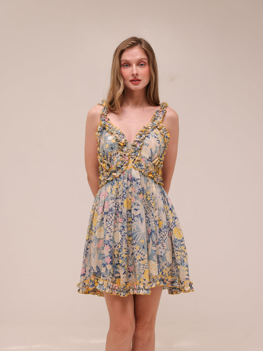 Gardenia Floral Print Mini Dress