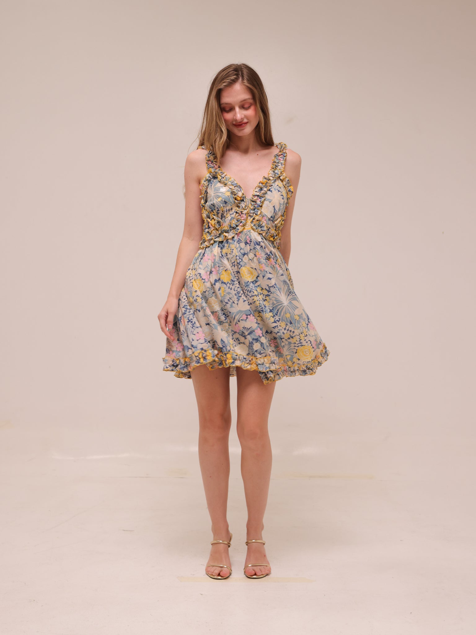 Gardenia Floral Print Mini Dress