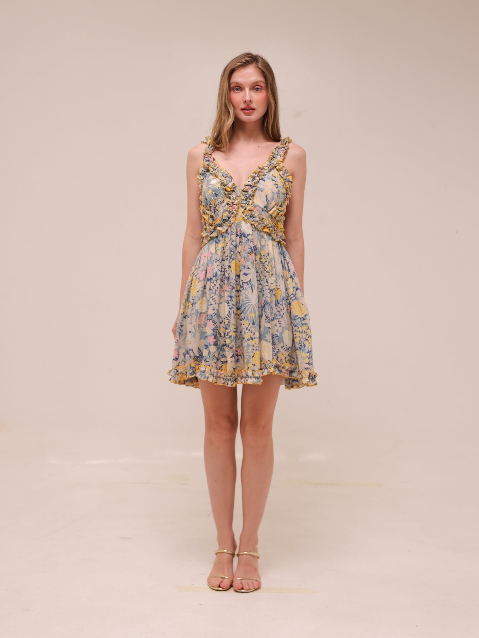 Gardenia Floral Print Mini Dress
