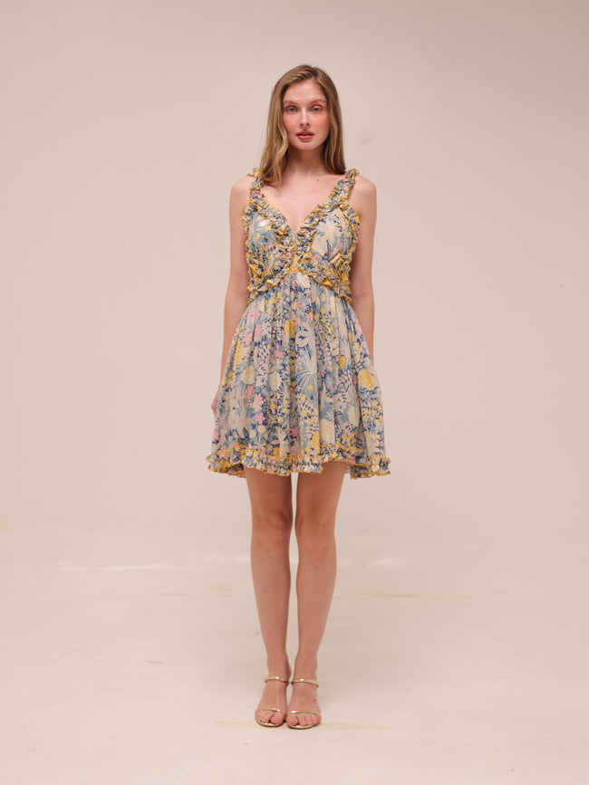 Gardenia Floral Print Mini Dress