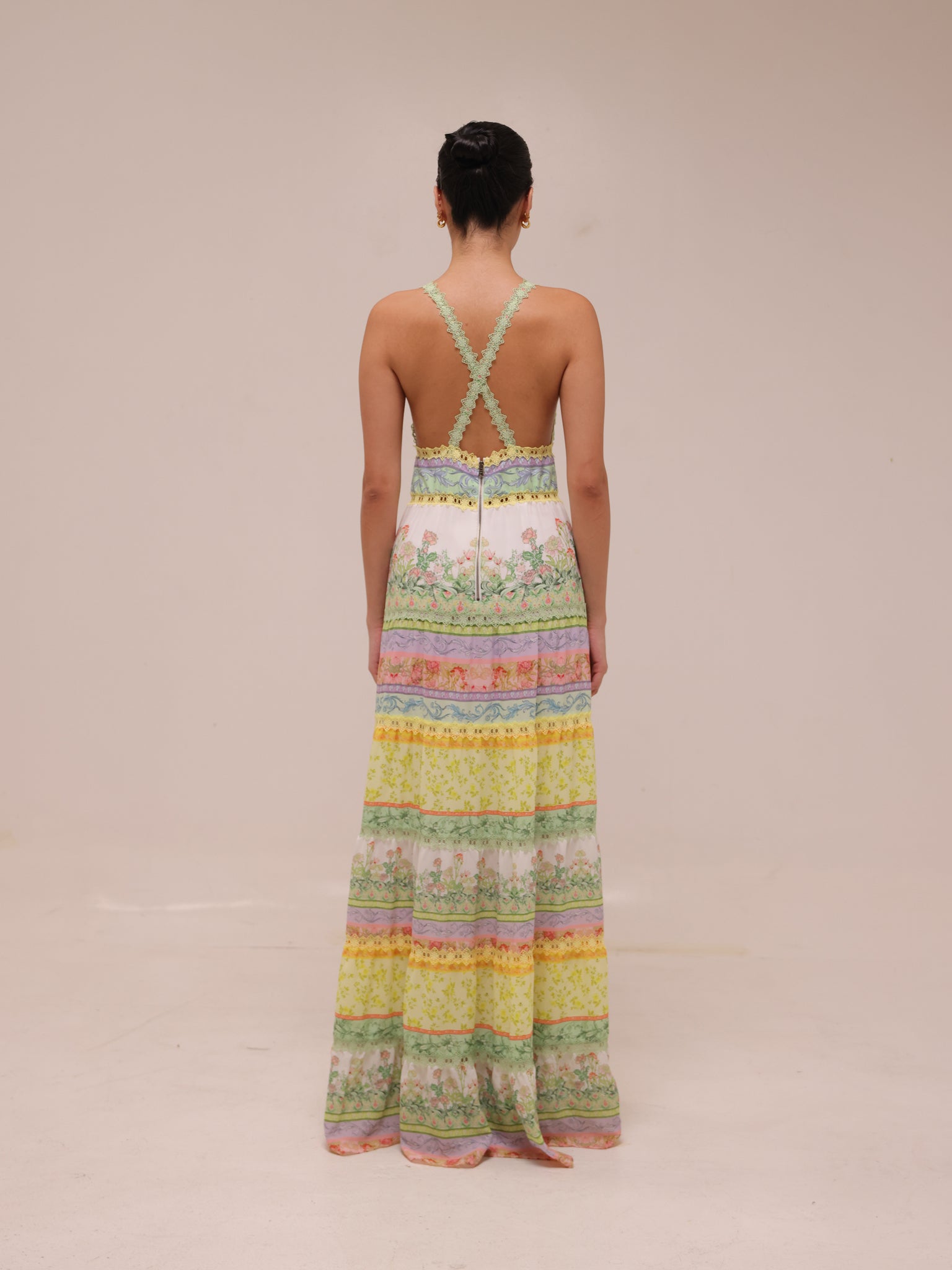 Karolina Paneled Floral-Print Maxi Dress