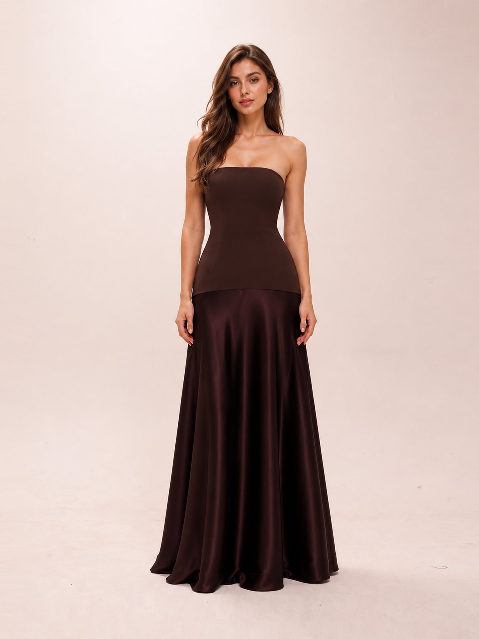 Aura Strapless Gown - Espresso