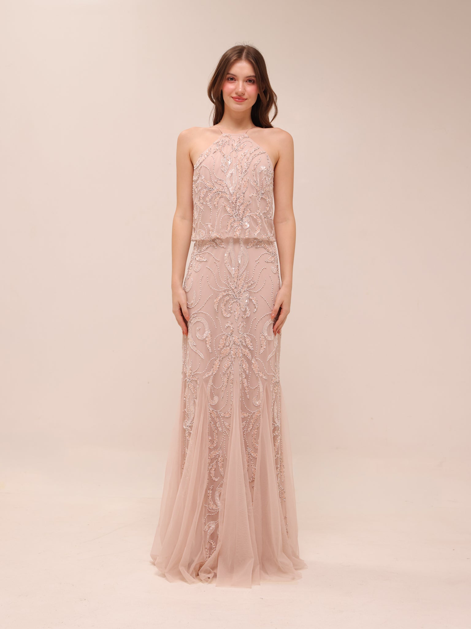 Bead Blouson Long Dress