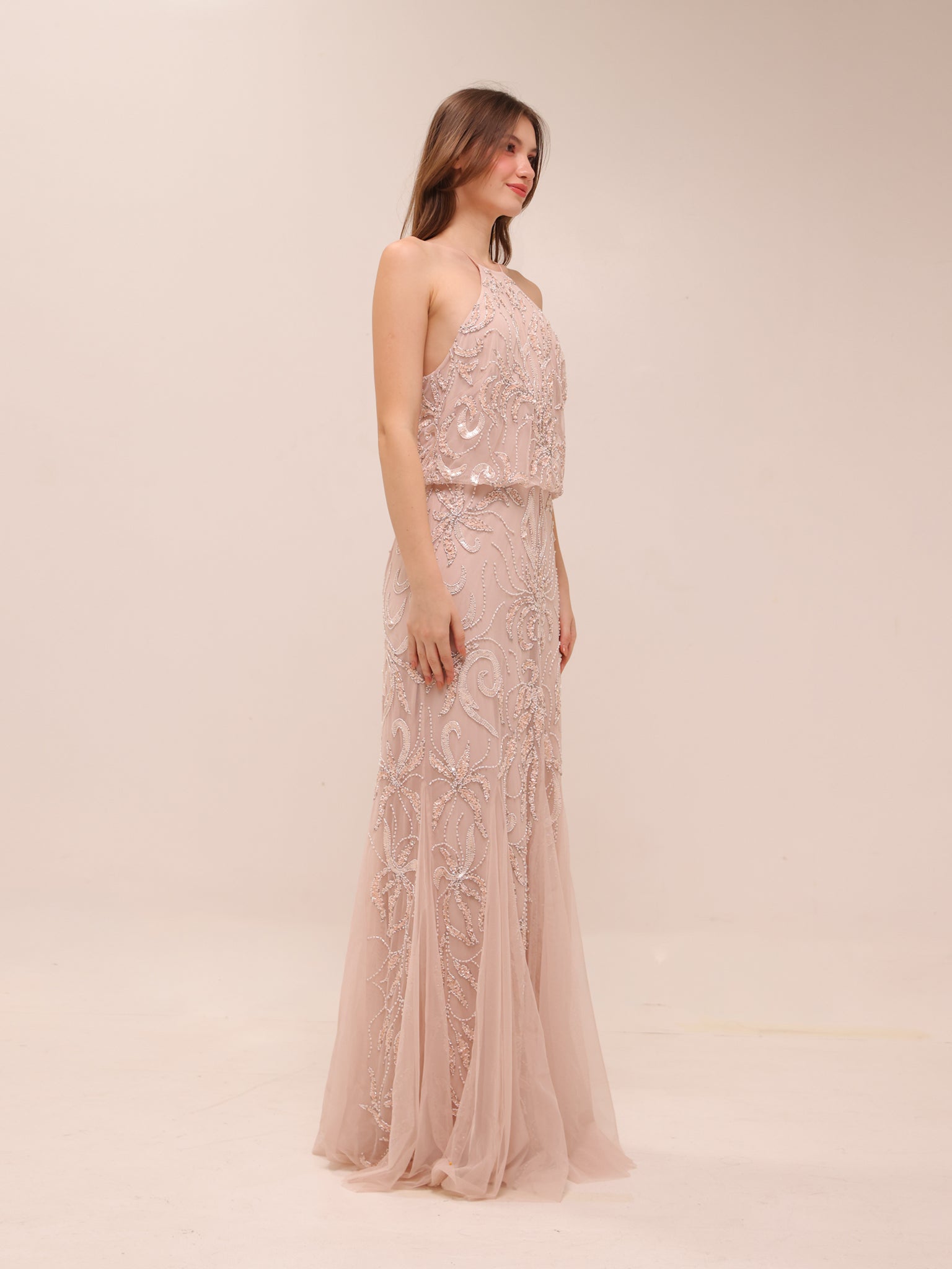 Bead Blouson Long Dress