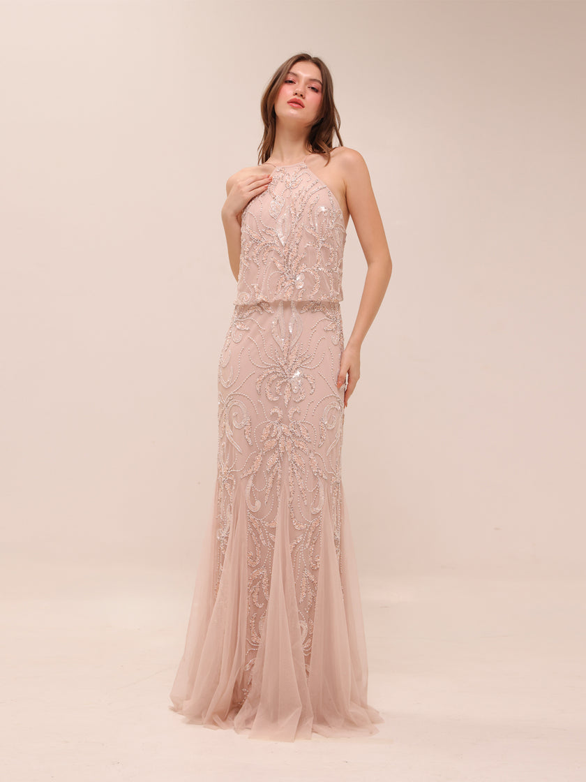 Bead Blouson Long Dress