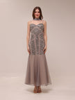 Silver Embellished Illusion Mermaid Gown