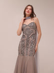Silver Embellished Illusion Mermaid Gown