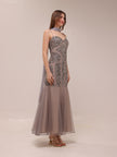 Silver Embellished Illusion Mermaid Gown