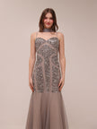 Silver Embellished Illusion Mermaid Gown