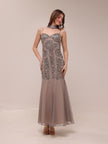 Silver Embellished Illusion Mermaid Gown
