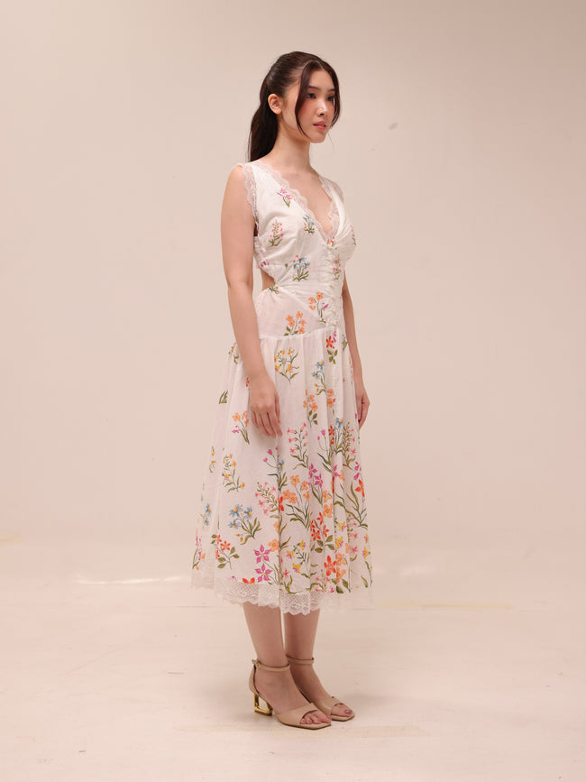 Open-Back Drop-Waist Midi Dress