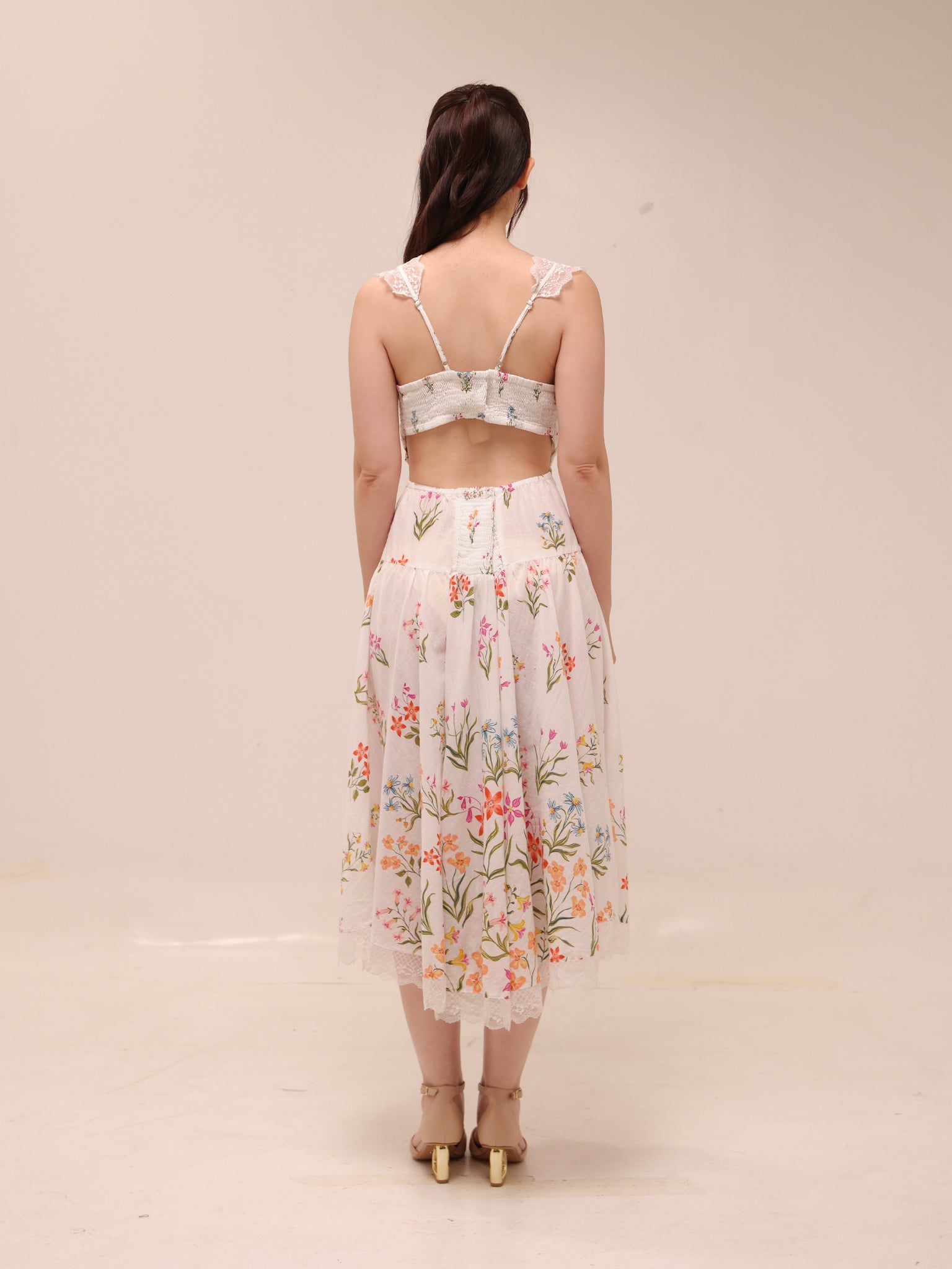 Open-Back Drop-Waist Midi Dress