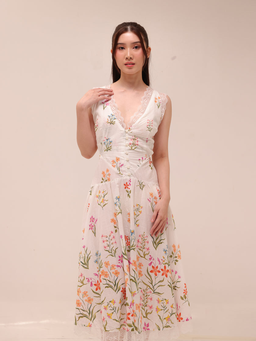 Open-Back Drop-Waist Midi Dress