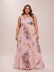 Pink Floral Halter Dress