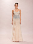 Beaded A-Line Gown in Nude