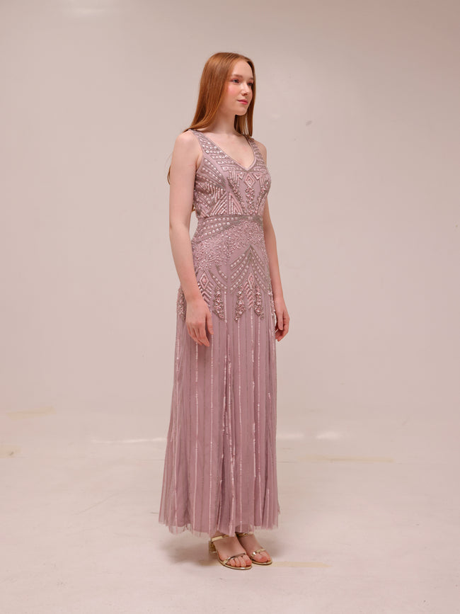 Blush Beaded Sleeveless Gown