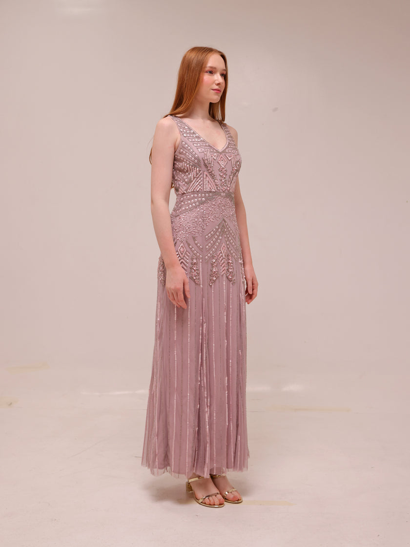 Blush Beaded Sleeveless Gown