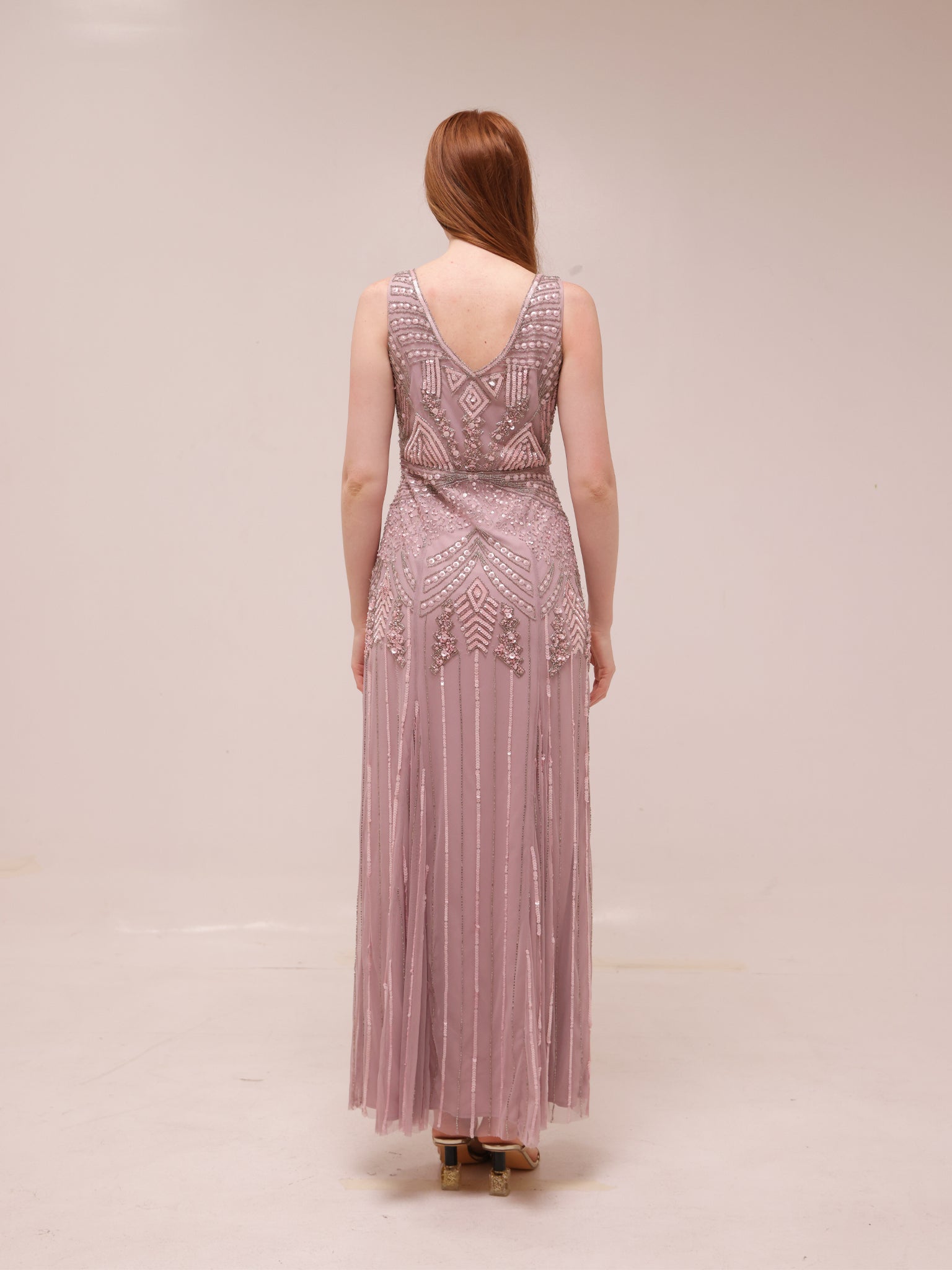 Blush Beaded Sleeveless Gown