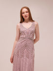 Blush Beaded Sleeveless Gown