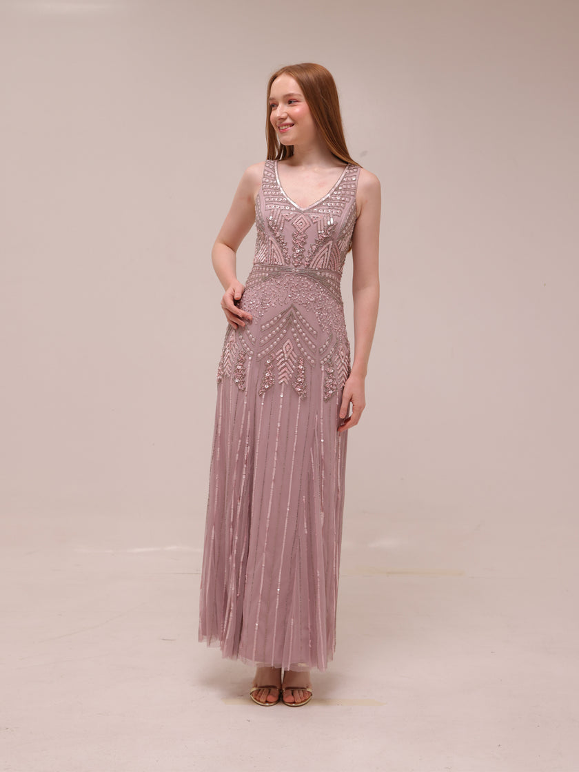 Blush Beaded Sleeveless Gown