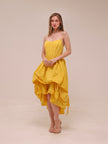 Corset High-Low Bubble Dress in Yellow