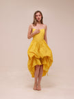 Corset High-Low Bubble Dress in Yellow