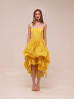 Corset High-Low Bubble Dress in Yellow